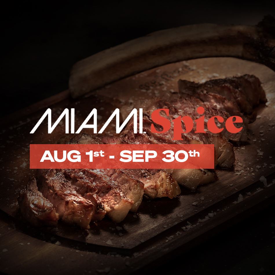 Miami Spice 2024 at Nusr-Et Steakhouse Miami – $60 3-course Wagyu dinner and $35 lunch special, available August 1 to September 30. Premium steak sliced on wood board with elegant presentation.